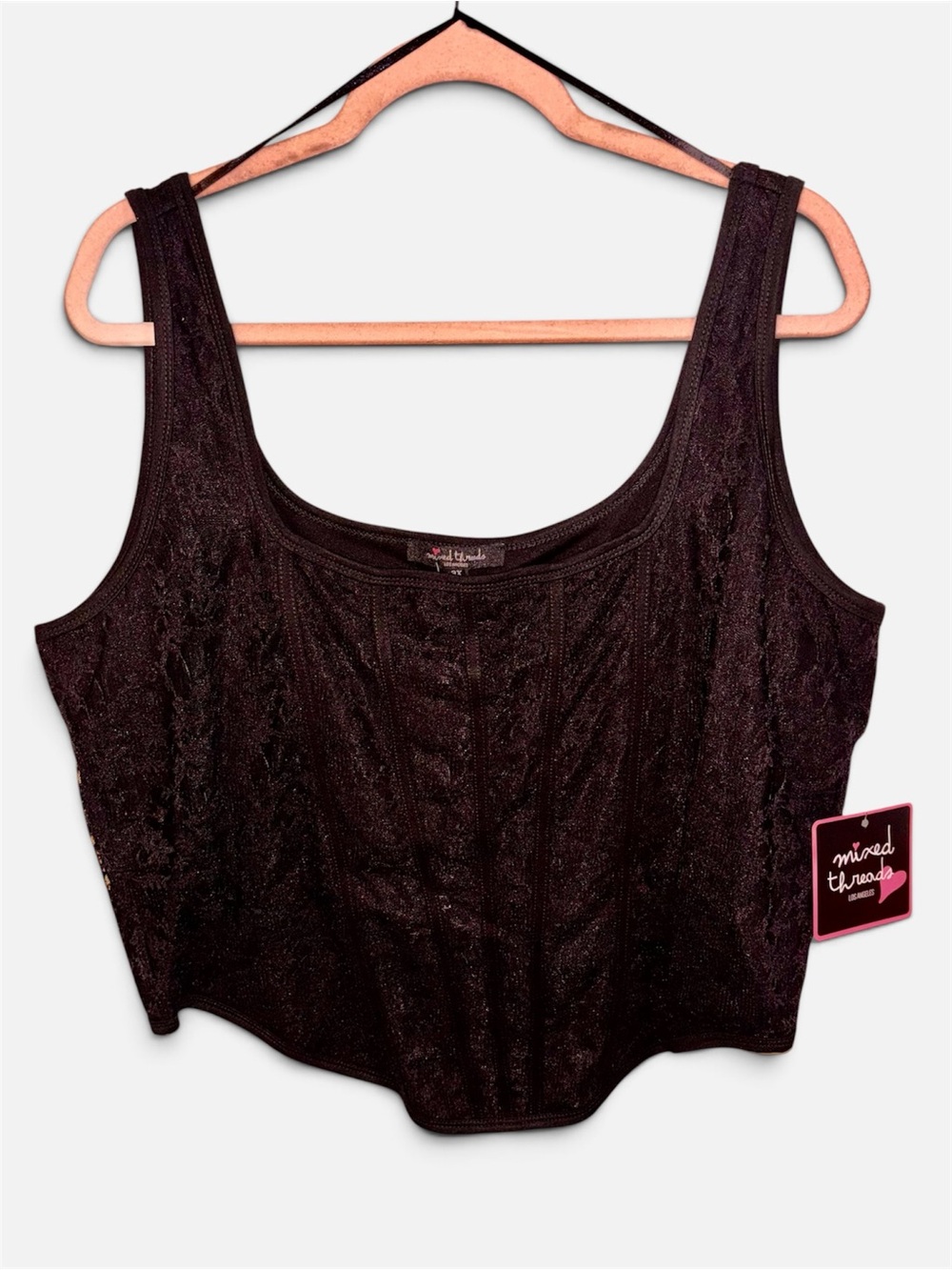 Mixed Threads Black Lace-Effect Tank Shapewear Corset